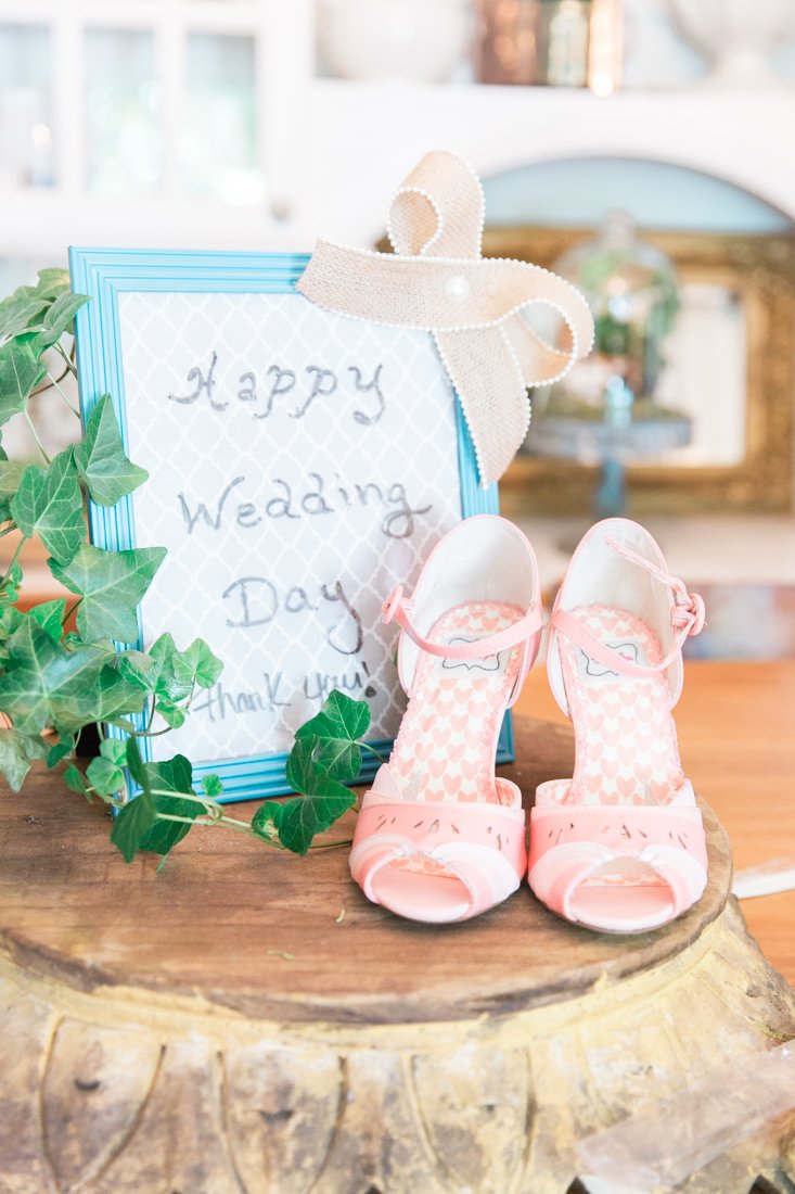 Vintage wedding shoes with wedding photographer Leah Marie Photography + Stationery