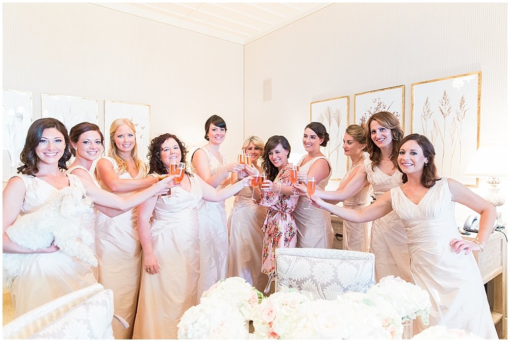 Bridesmaids dresses and champagne cheers