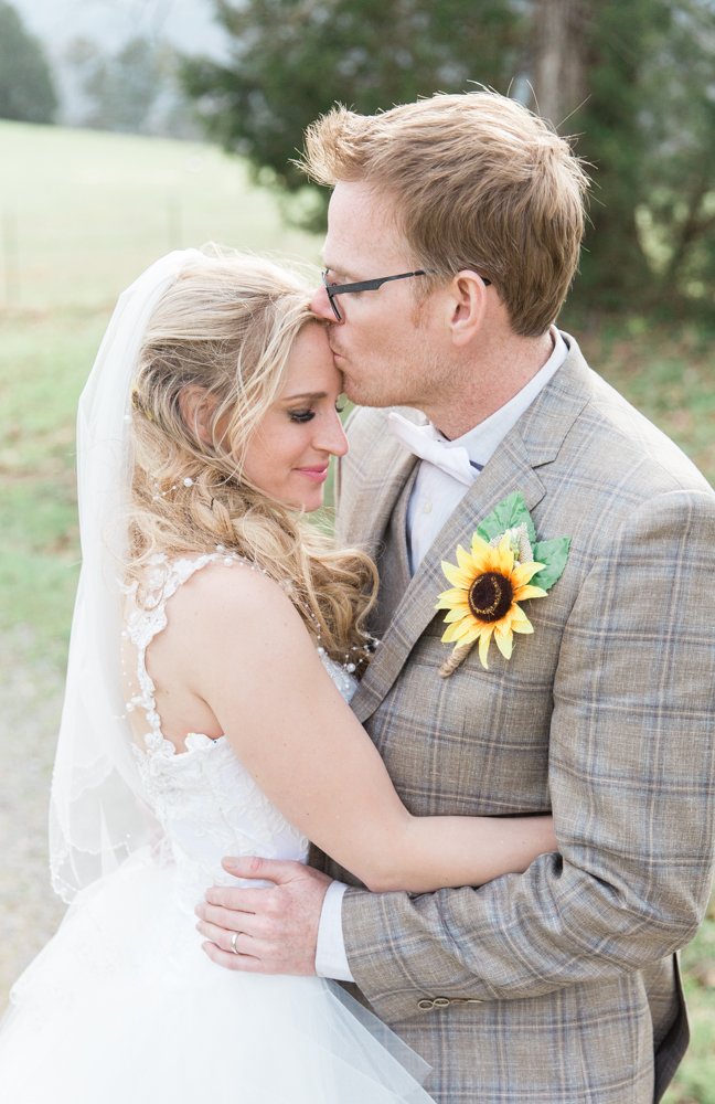 Wedding dresses and sunflower wedding details
