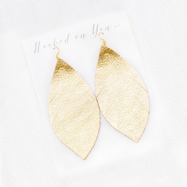 Leather feather earrings by Leah Marie of Hooked on You co.